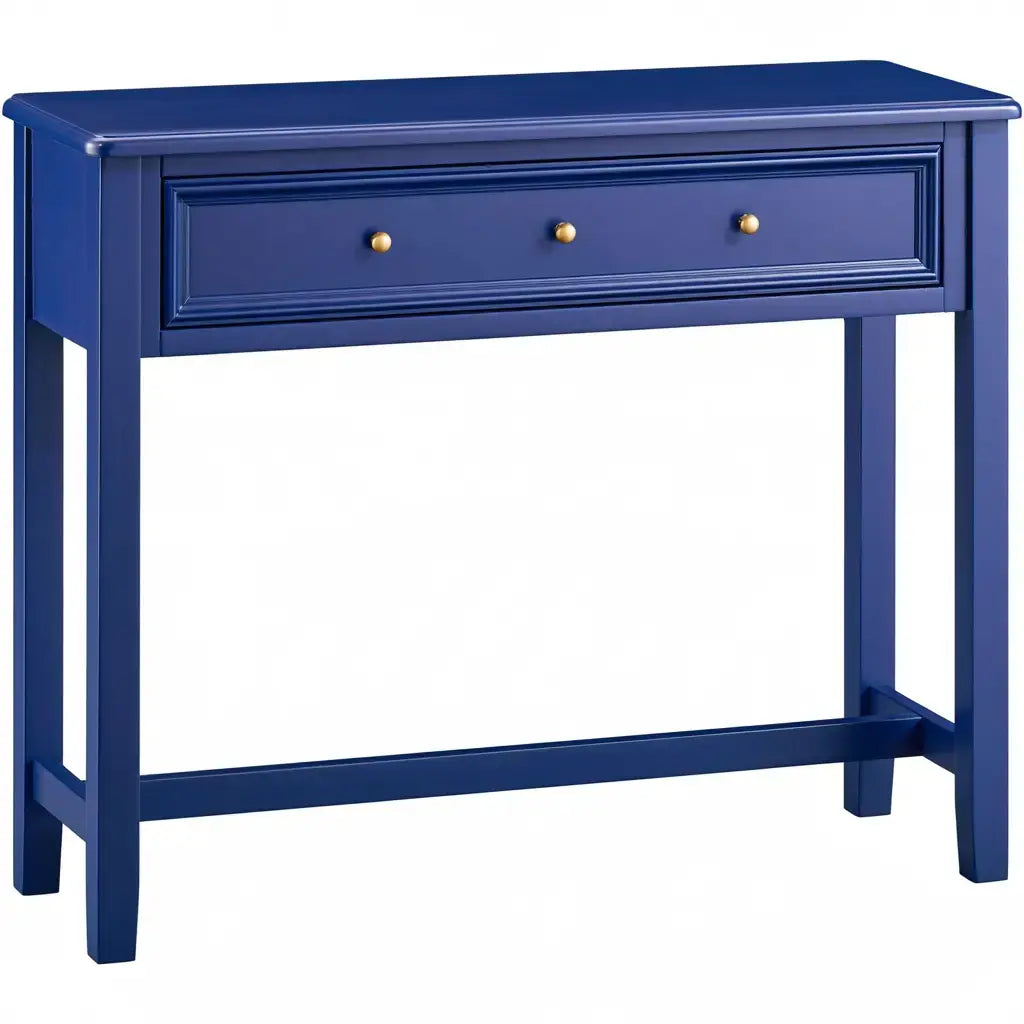Consola con cajón ancho y travesaño inferior - azul