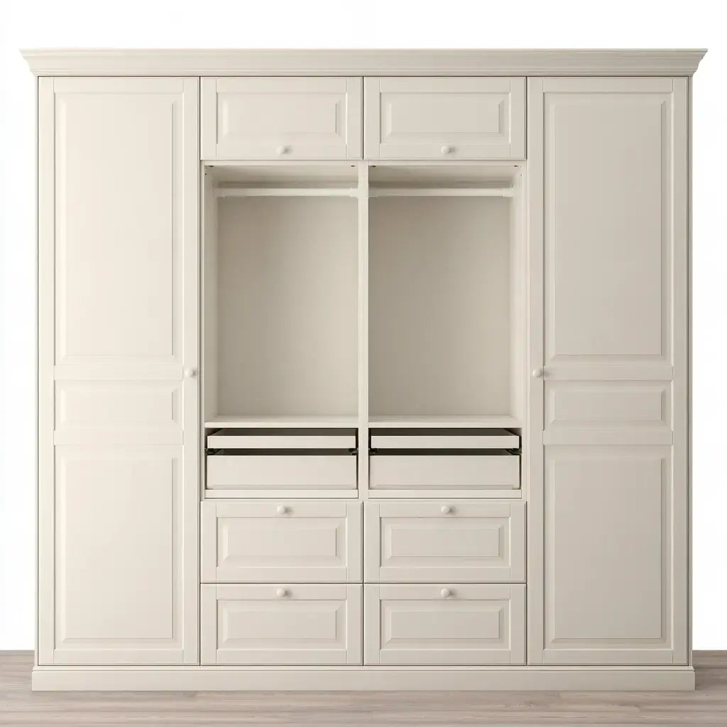 Armario con puertas laterales y hueco central - beige