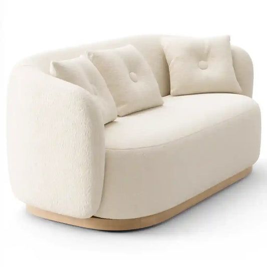 Sofá con brazos redondeados y base continua - beige