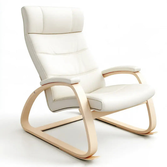 Mecedora con respaldo segmentado y base clara - blanco/beige